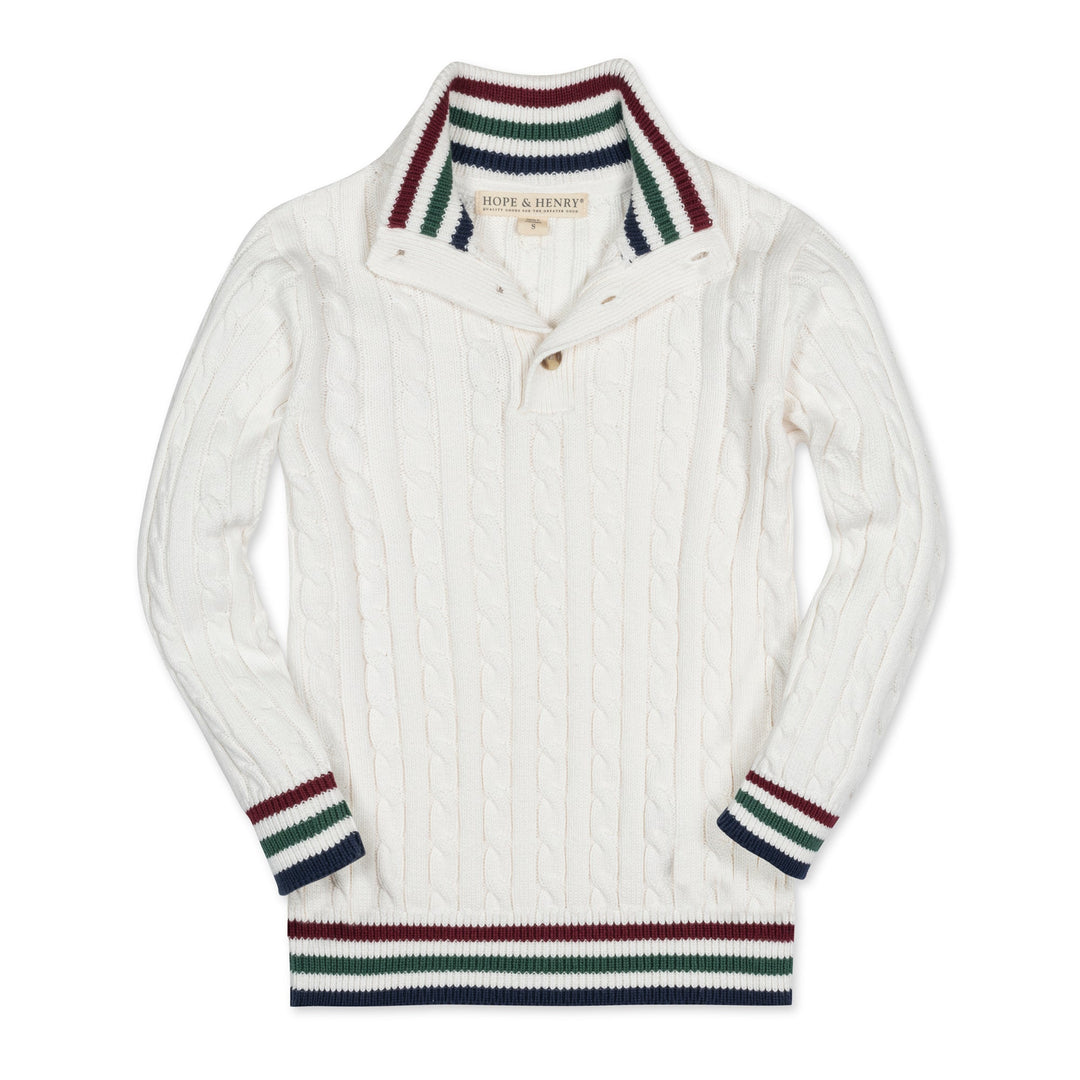 Organic Mock Neck Cable Sweater