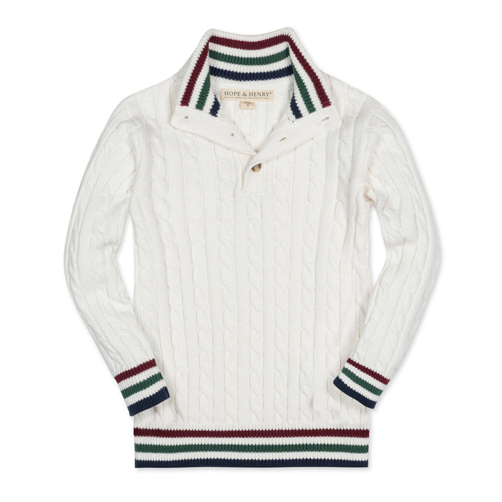 Organic Mock Neck Cable Sweater