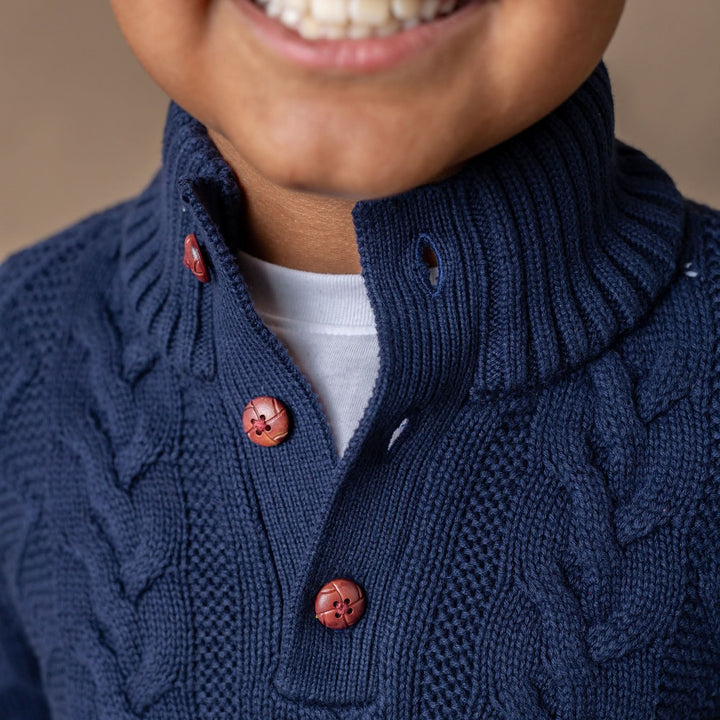 Organic Mock Neck Cable Sweater - Baby
