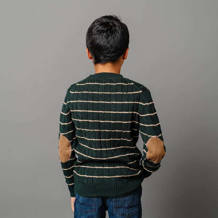 Organic Sweater Henley with Elbow Patches - Baby