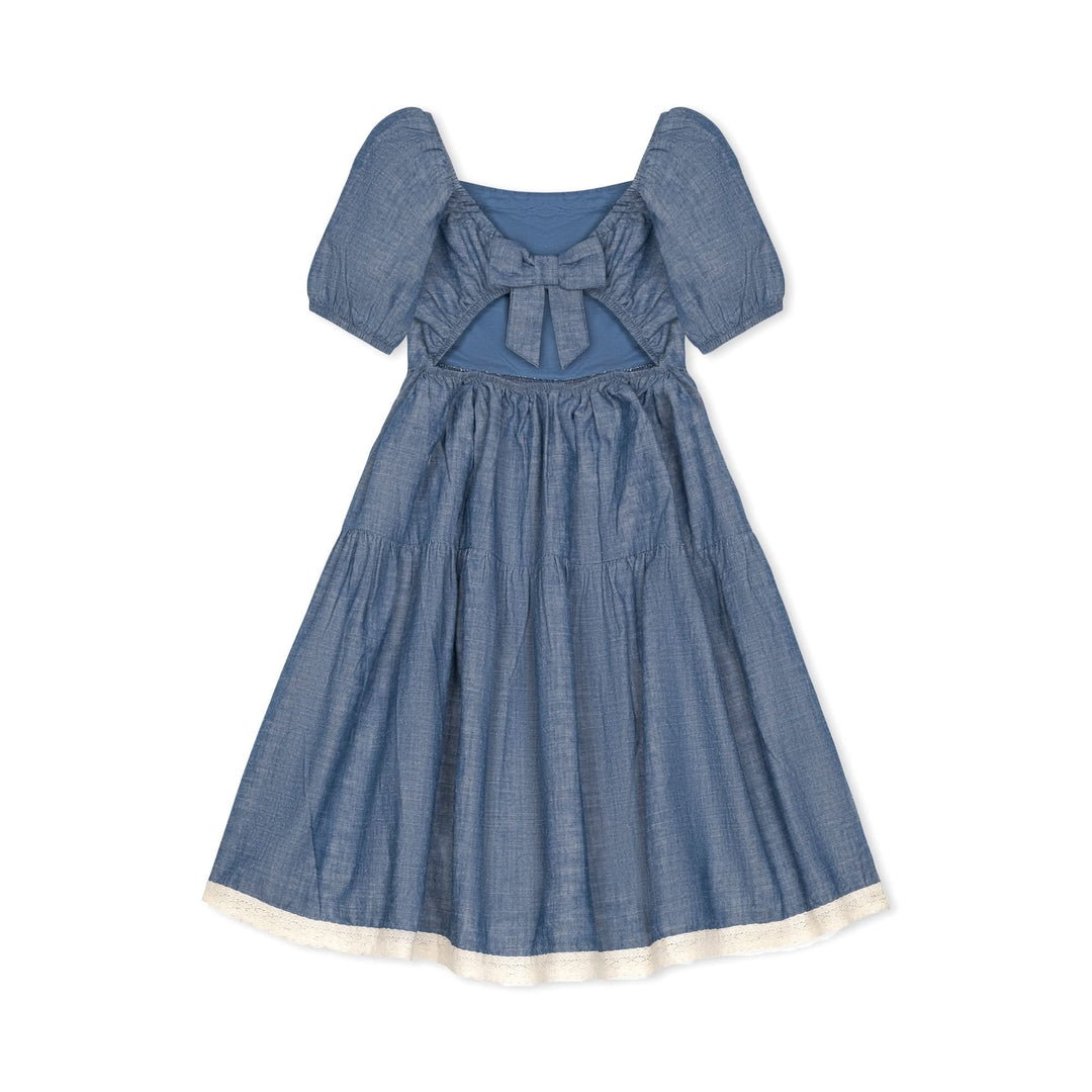 Crochet Trim Organic Chambray Dress