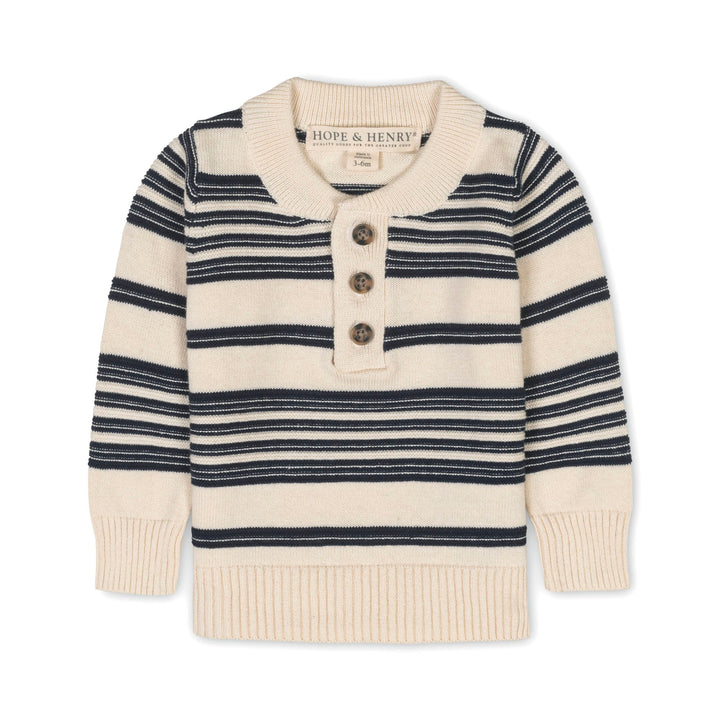 Organic Sweater Henley with Elbow Patches