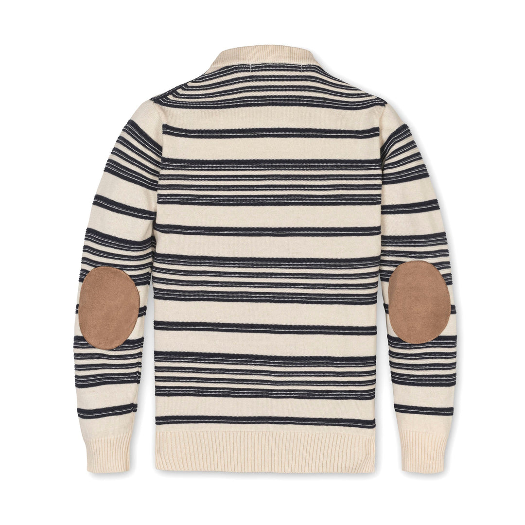 Organic Sweater Henley with Elbow Patches