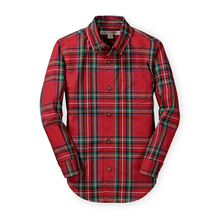 Poplin Button Down - Red Holiday Tartan
