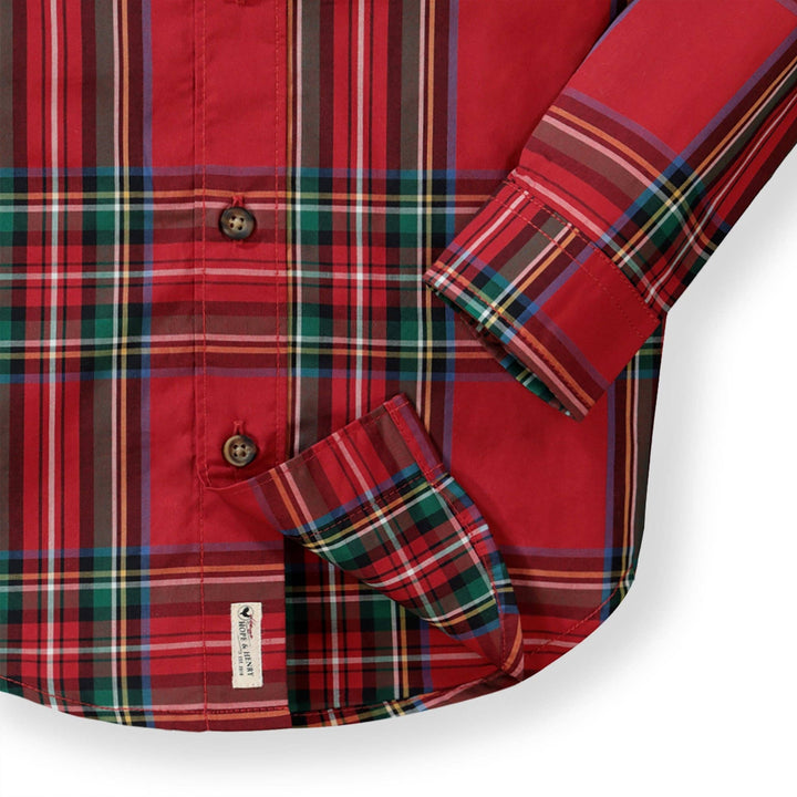 Poplin Button Down - Red Holiday Tartan