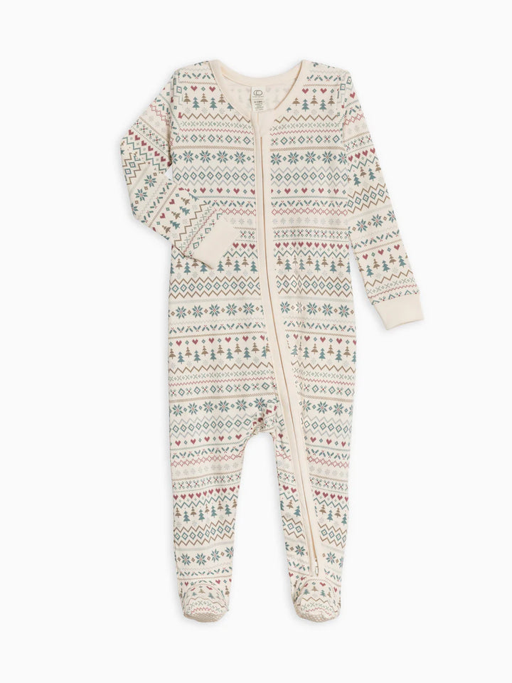 Baby Peyton Footed Sleeper - Fairisle / Teal