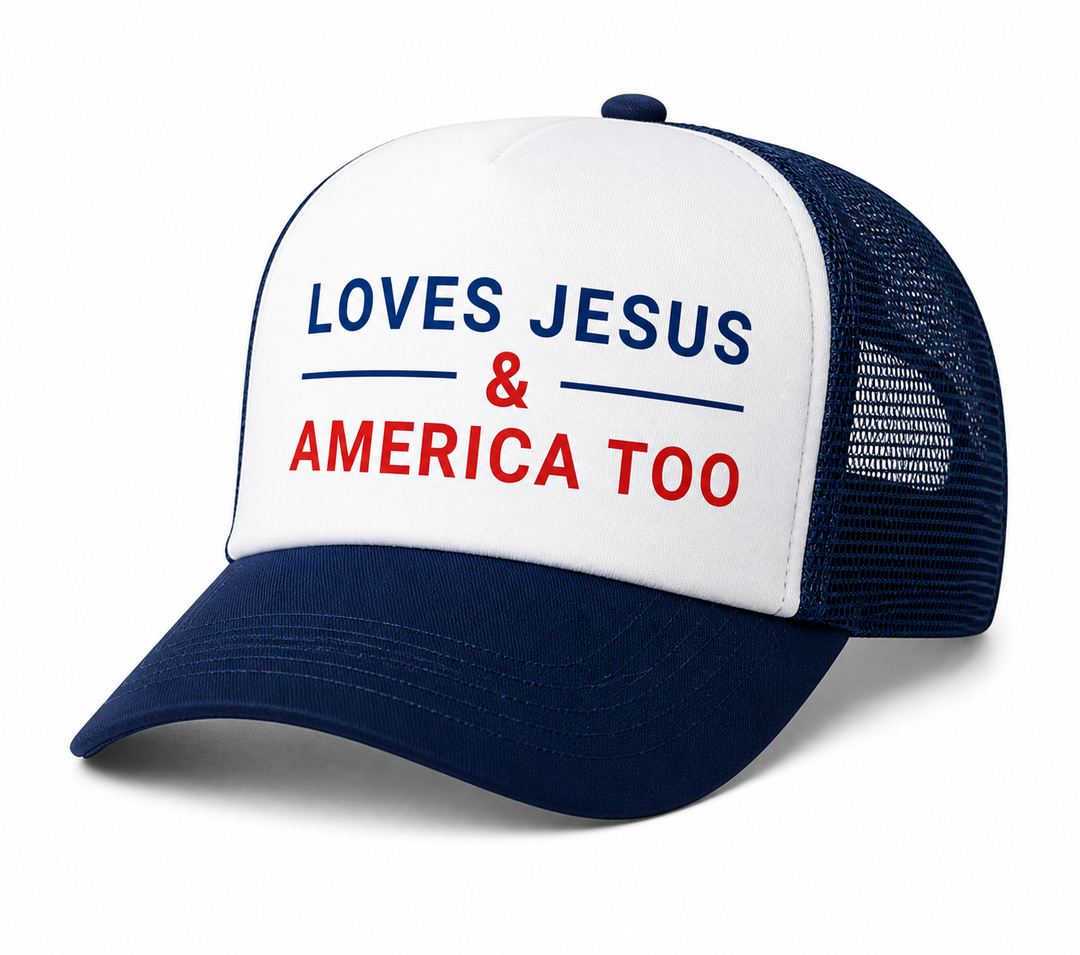Loves Jesus & America Too Toddler Trucker Hat - Wholesale