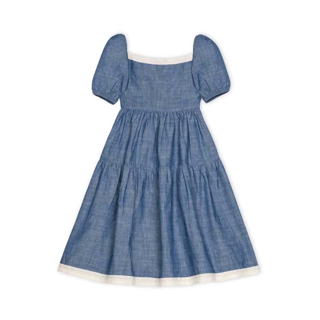 Crochet Trim Organic Chambray Dress