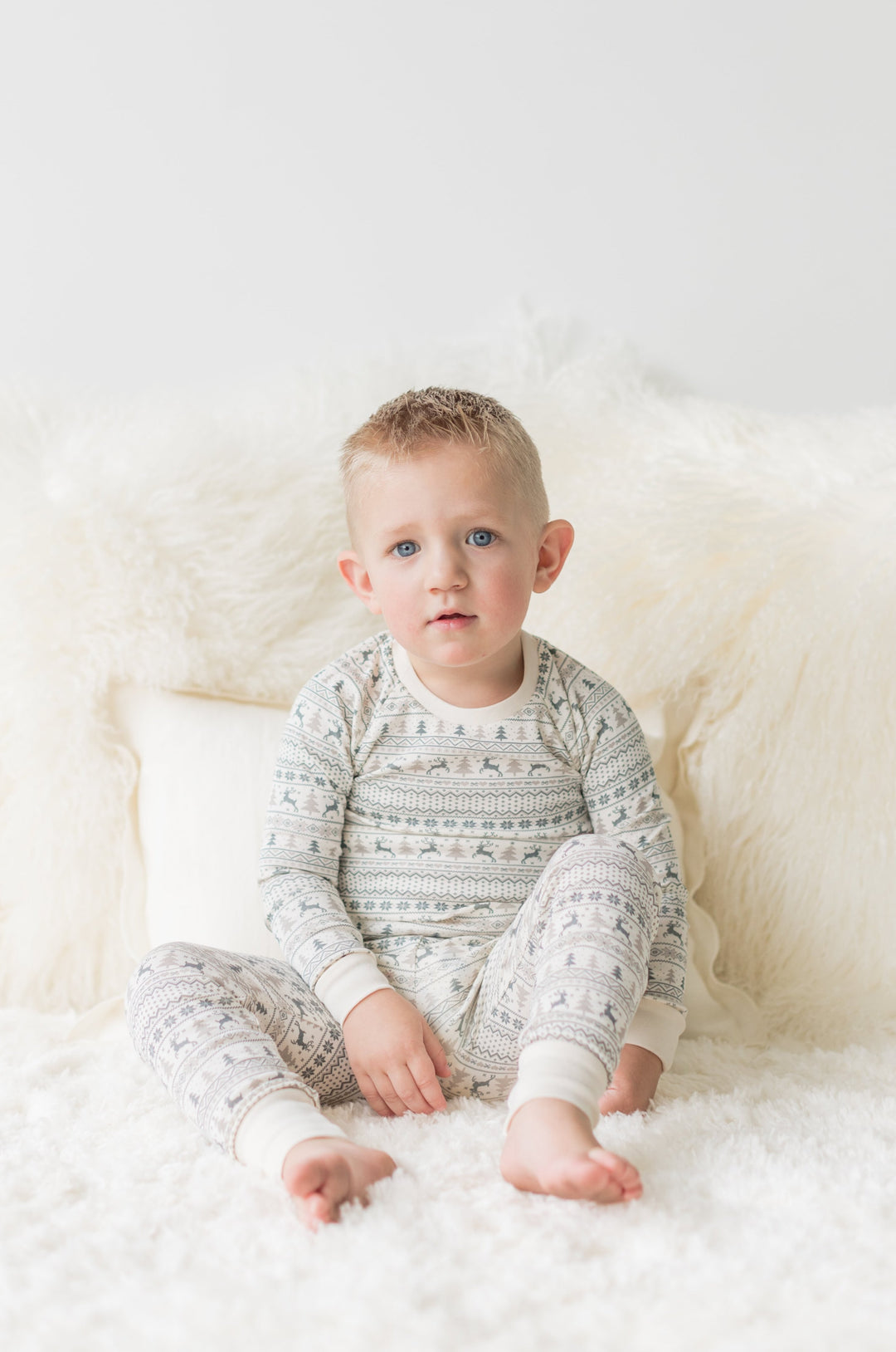 Long Sleeve Holiday Jammies - Fairisle / Agave