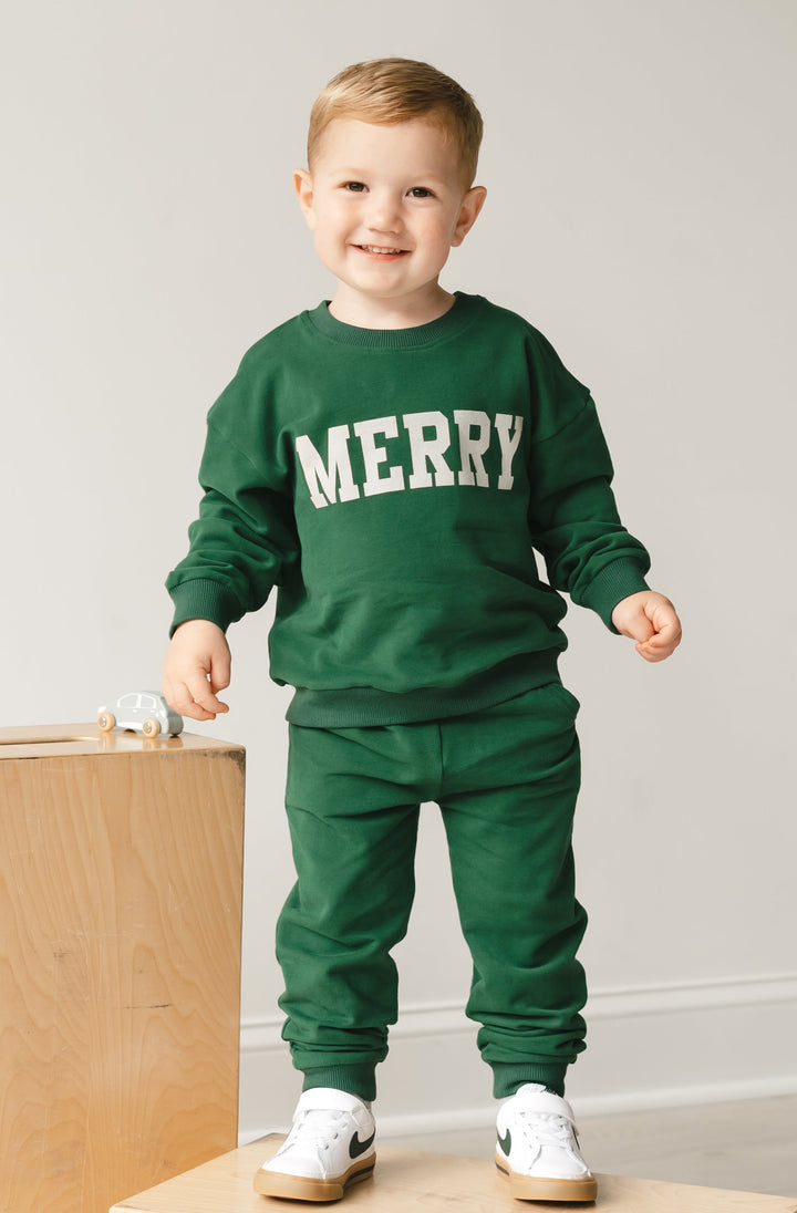 Organic Cotton Merry Sweatshirt & Sweatpants Set Toddler & Children