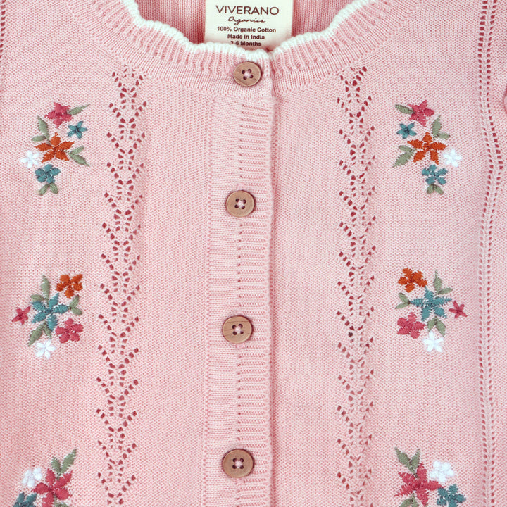 Bouquet Baby Cardigan: Blush Pink