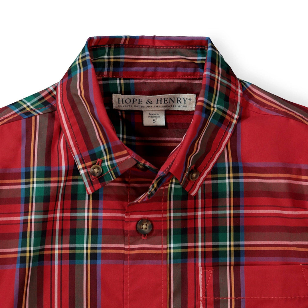 Poplin Button Down - Red Holiday Tartan