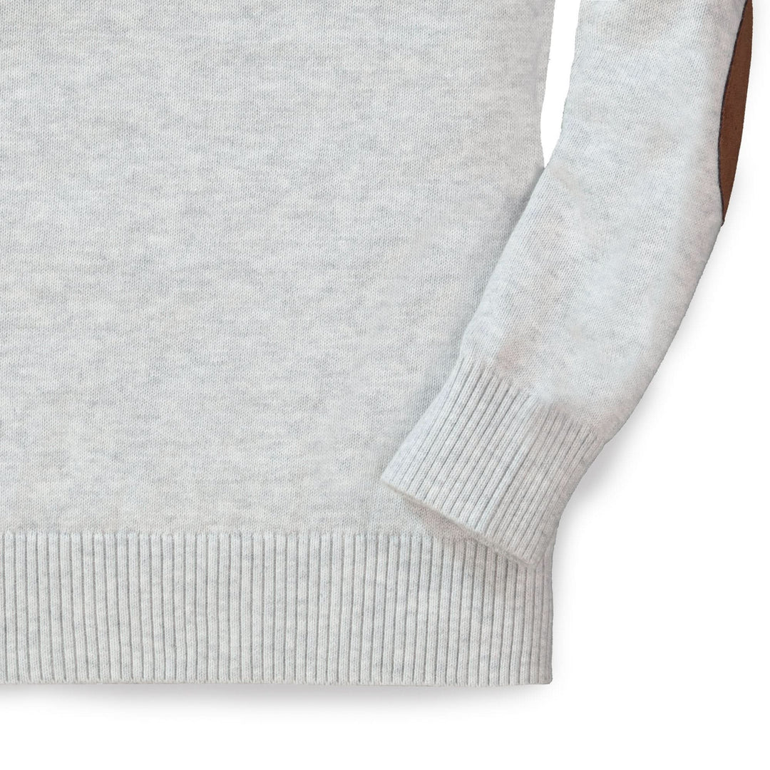 Fine Gauge V-Neck Organic Sweater with Elbow Patches - Baby