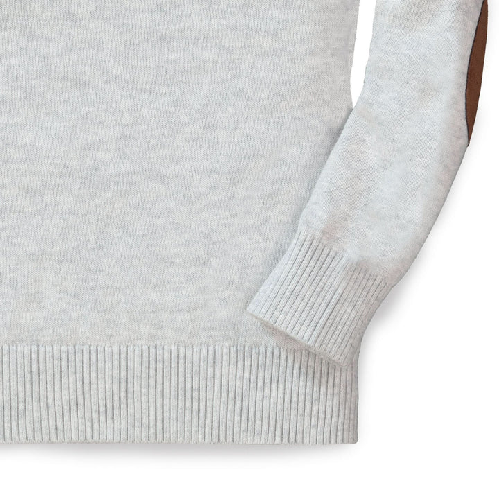 Fine Gauge V-Neck Organic Sweater with Elbow Patches - Baby