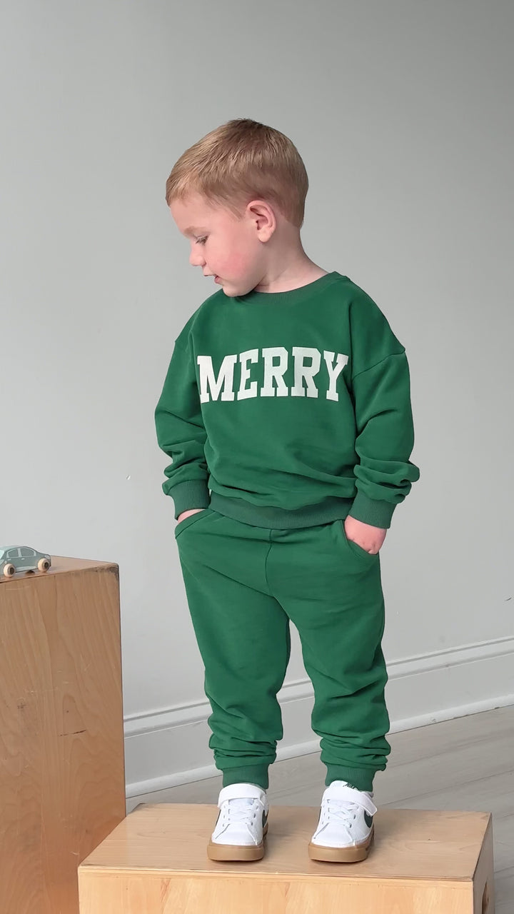 Organic Cotton Merry Sweatshirt & Sweatpants Set Toddler & Children