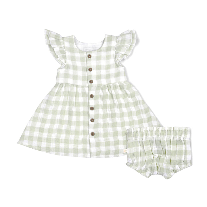 Button Flutter Dress - Gingham
